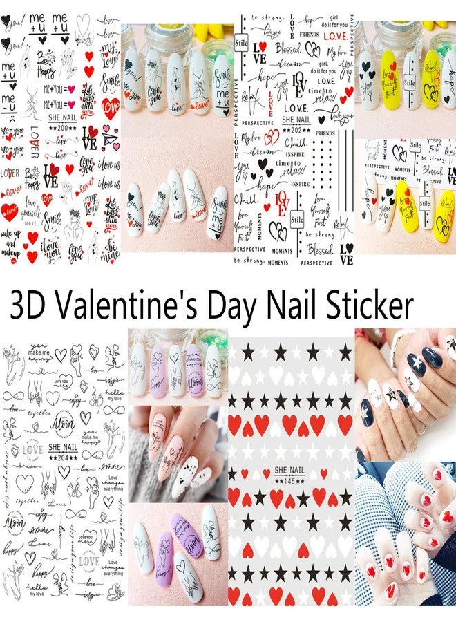 WAFOLOZE Valentines Nail Stickers - Valentine's Day Nail Decals 3D Self-Adhesive Valentines Stickers Love Heart Rose Decals for Women Nail Art(12 Sheets) - Image 5